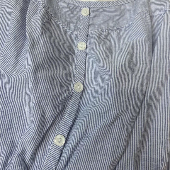 Kirra Peplum Tank Top Size XS Button down White & Blue stripe Nautical Boho - Picture 11 of 14